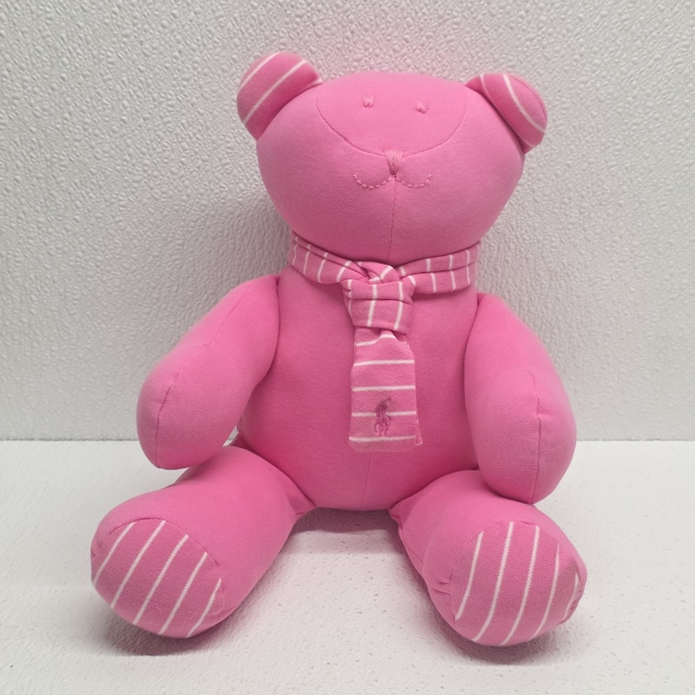 Ralph Lauren Pink Bear Striped Scarf, Feet & Ears Plush